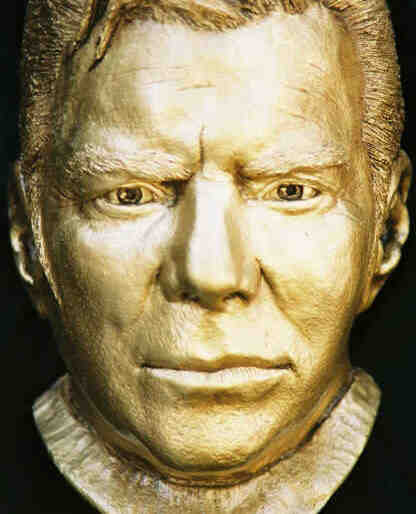 Closeup of William Shatner Bust as Captain Kirk sculptured Life Mask